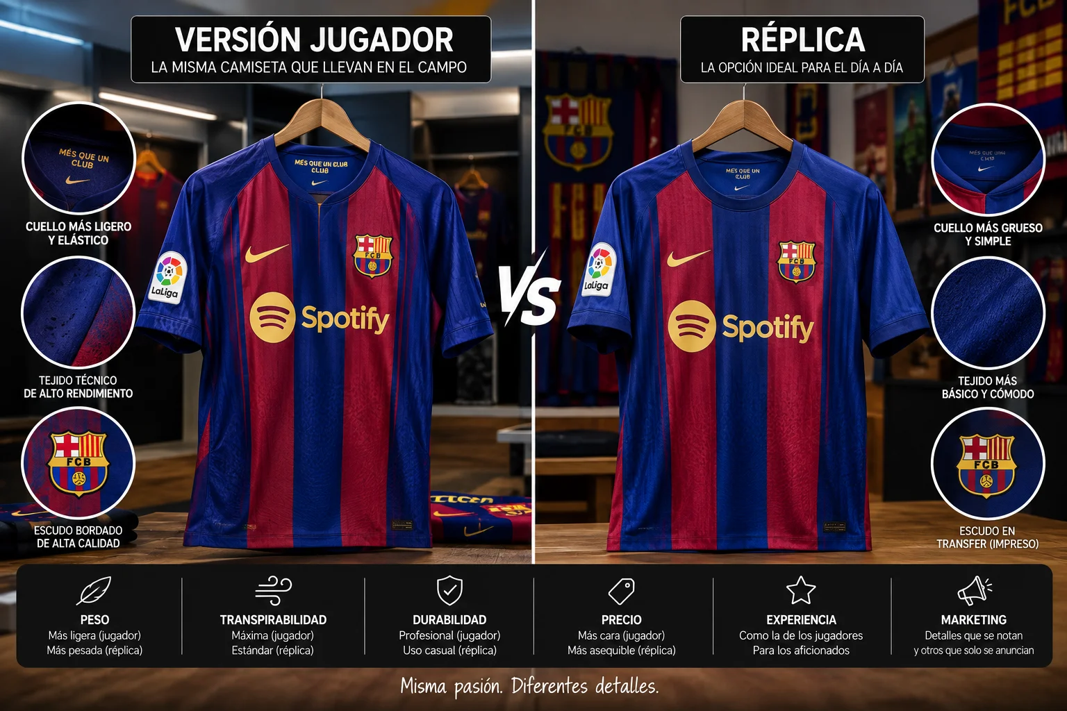 Versión jugador frente a réplica: qué cambia realmente y qué es solo marketing